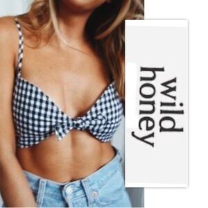 Wild Honey Black/White Gingham Crop Top